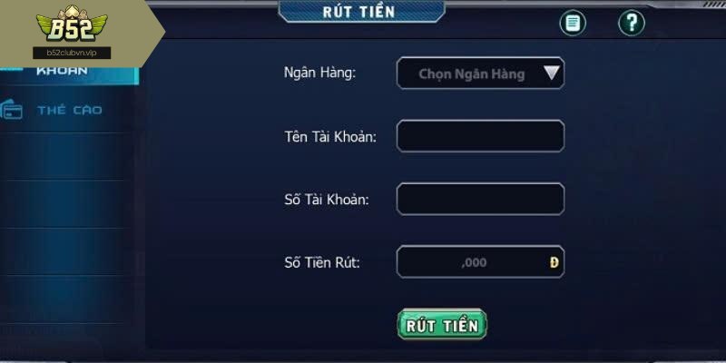 Mọi người ấn vào mục rút tiền tại trang chủ b52club